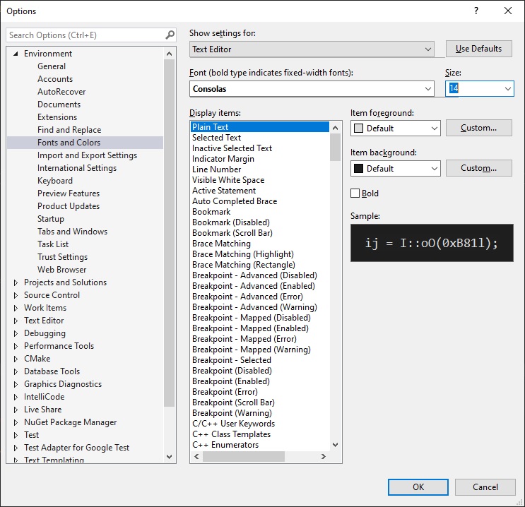 изменить размер шрифта в Visual Studio 2019 в Windows 10  image from website www.aredel.com