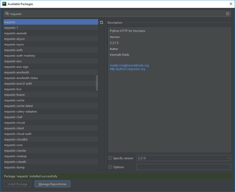 Установка модуля requests в PyCharm image from website www.aredel.com