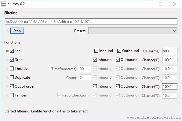 clumsy 0.2 Block a specific IP