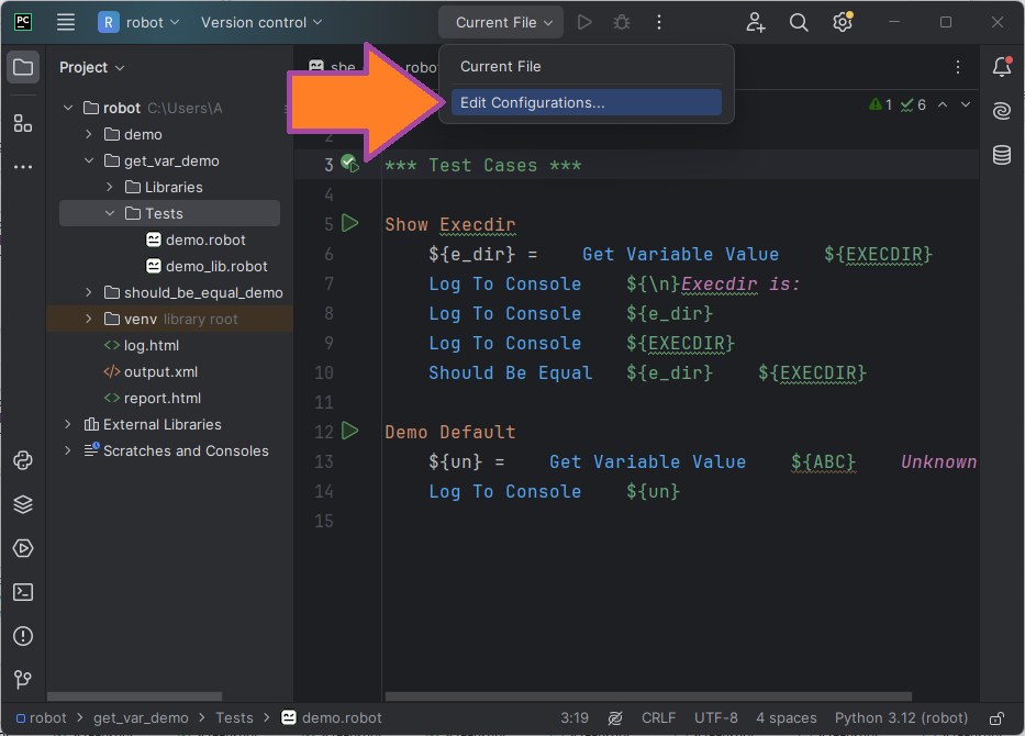 Setting up PyCharm's launch configuration for Robot Robot Framework Support in PyCharm image from website www.aredel.com image from www.aredel.com