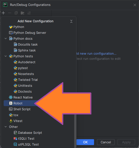 Setting up PyCharm's launch configuration for Robot Robot Framework Support in PyCharm image from website www.aredel.com image from www.aredel.com