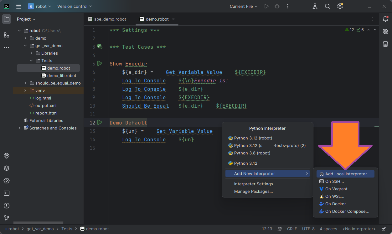 Configuring Python Interpreter for Robot Framework Robot Framework Support in PyCharm image from website www.aredel.com image from www.aredel.com