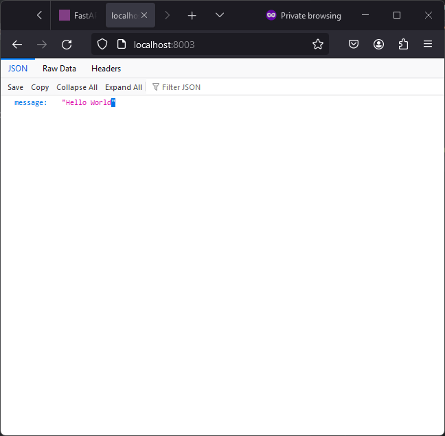 FastAPI Hello World изображение с сайта www.devhops.ru