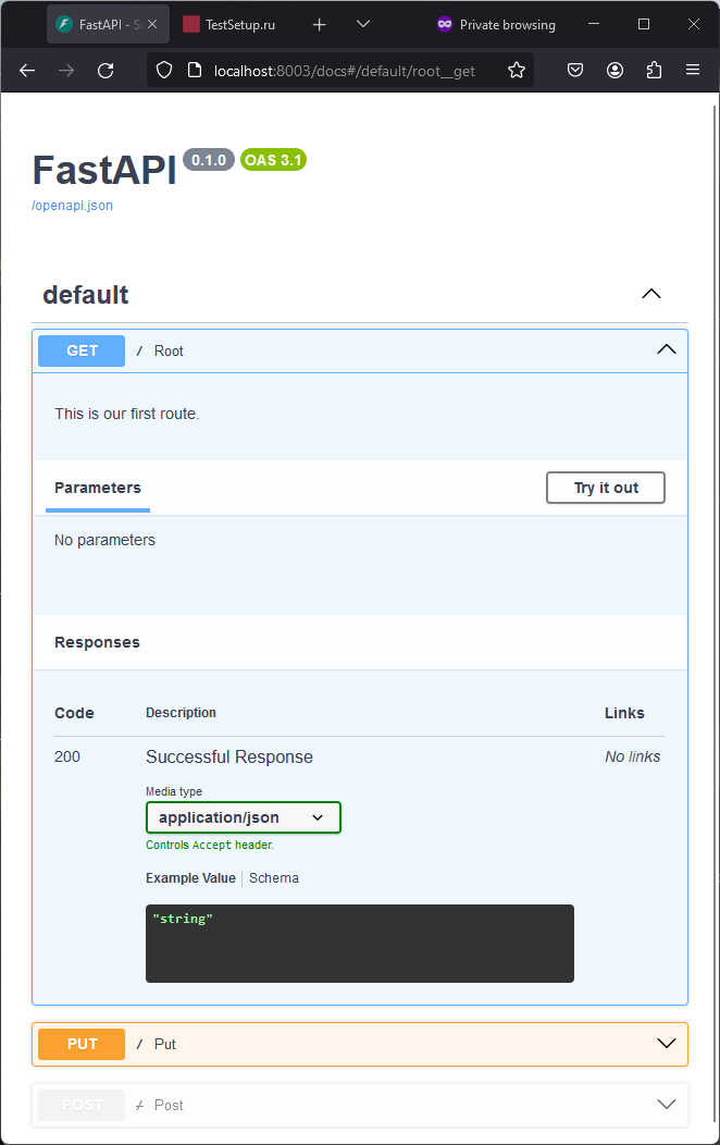 FastAPI Swagger изображение с сайта www.devhops.ru