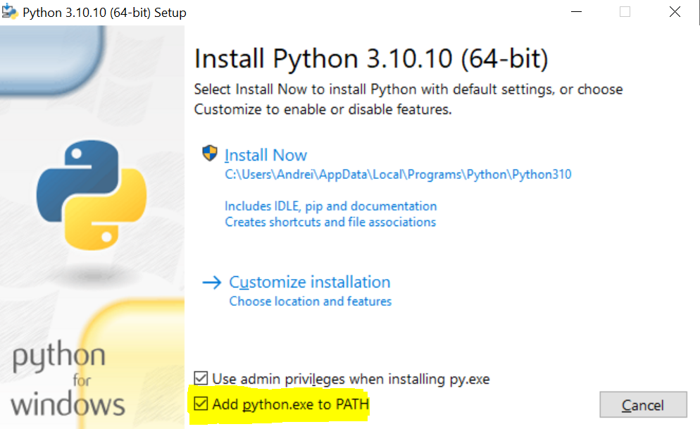Установка Python в Windows изображение с сайта www.eth1.ru
