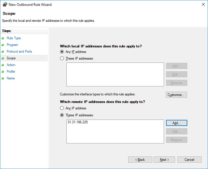 WF Custom Rule to block IP at www.aredel.com